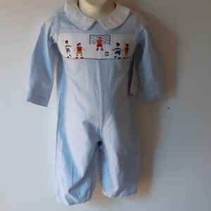 Infant Boy's 1-Piece Smocked Pants Outfit